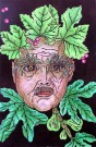 "An Italian Green Man" by Robert Simola - Hand Colored Wood Block Print